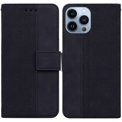  iPhone 14 Pro Max Fodral Geometrisk Läder Svart