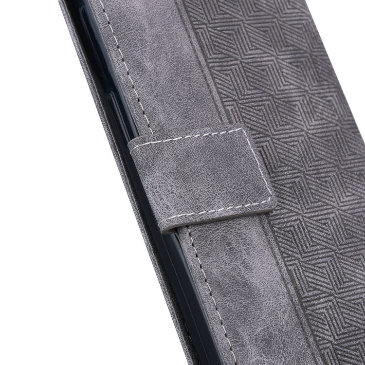  iPhone 14 Pro Max Fodral Geometrisk Läder Grå