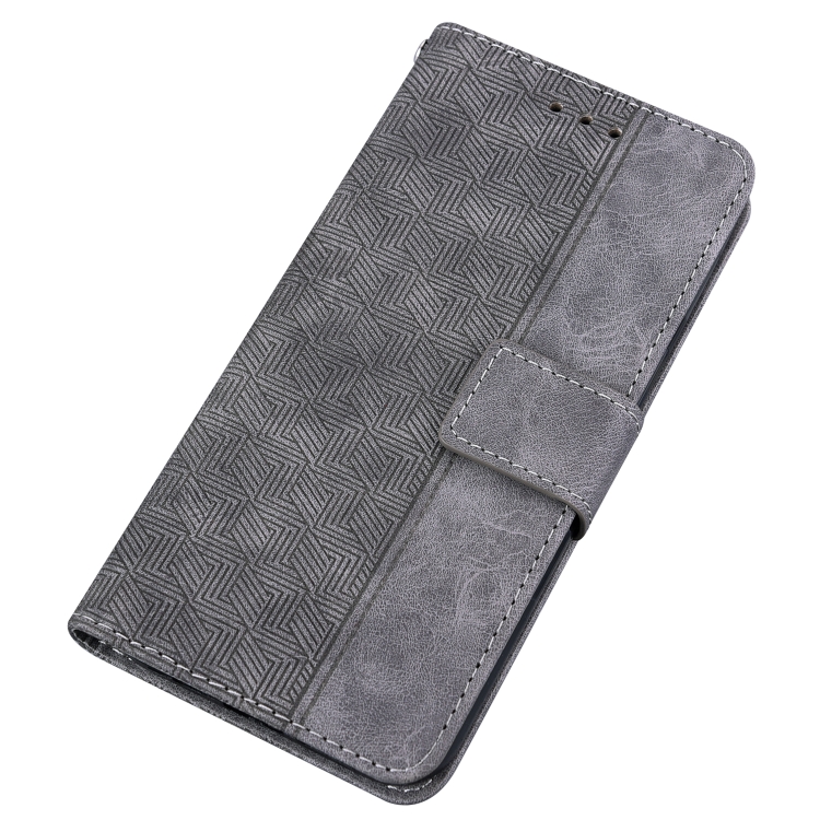  iPhone 14 Pro Max Fodral Geometrisk Läder Grå