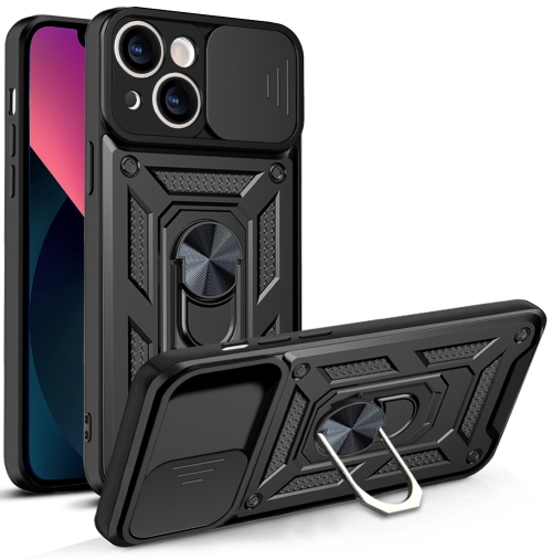  iPhone 14 Skal Armor Hybrid Ring CamShield Svart
