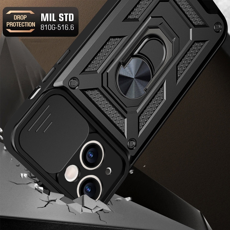  iPhone 14 Skal Armor Hybrid Ring CamShield Svart