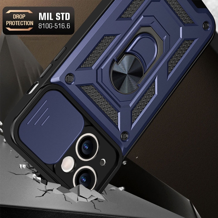  iPhone 14 Skal Armor Hybrid Ring CamShield Blå