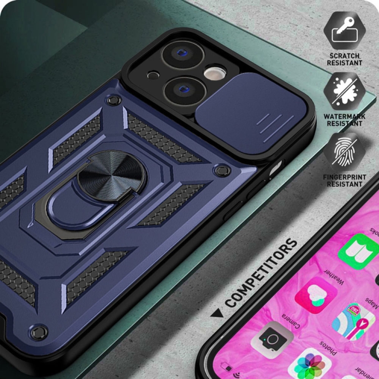  iPhone 14 Skal Armor Hybrid Ring CamShield Blå
