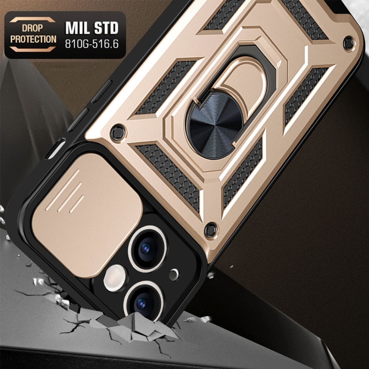  iPhone 14 Skal Armor Hybrid Ring CamShield Guld