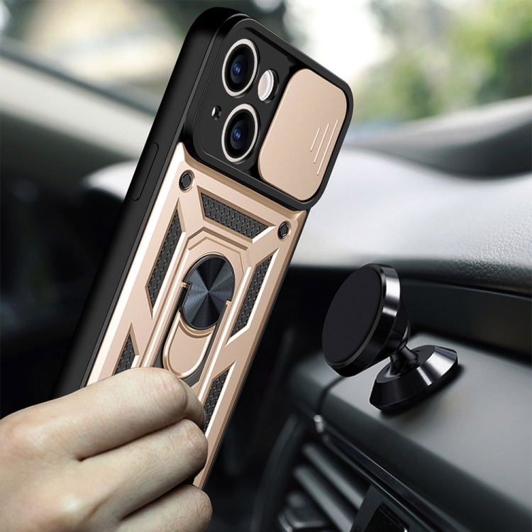  iPhone 14 Skal Armor Hybrid Ring CamShield Guld