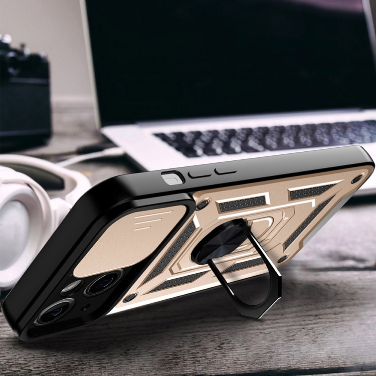  iPhone 14 Skal Armor Hybrid Ring CamShield Guld