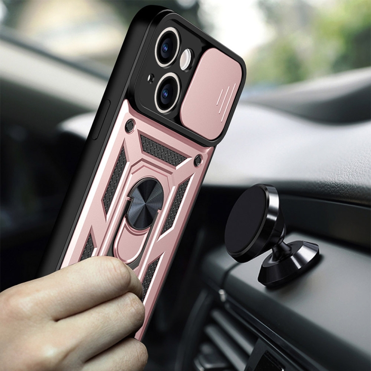  iPhone 14 Skal Armor Hybrid Ring CamShield Roséguld