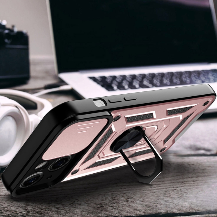  iPhone 14 Skal Armor Hybrid Ring CamShield Roséguld