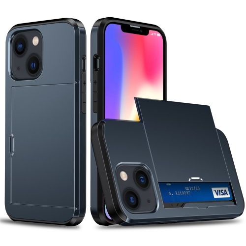  iPhone 14 Skal Hybrid Med Kortfack Mörk Blå