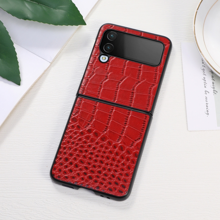  Samsung Galaxy Z Flip 4 Skal Krokodil Textur Läder Röd