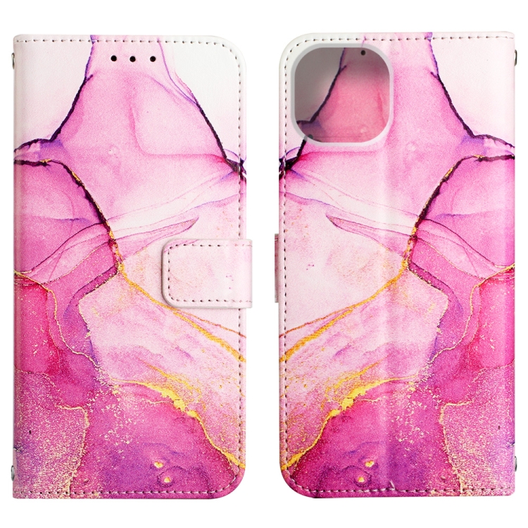  iPhone 14 Fodral Marmor Rosa/Lila/Guld