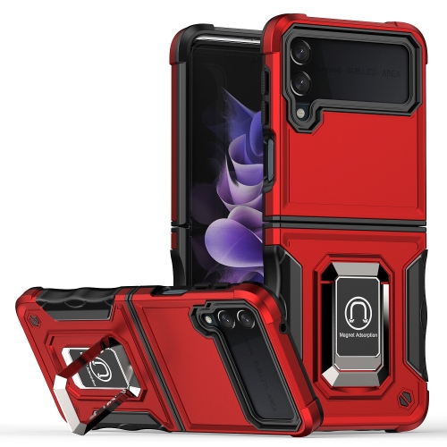  Samsung Galaxy Z Flip 4 Skal Shockproof Armor Ring Röd