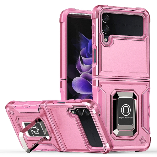  Samsung Galaxy Z Flip 4 Skal Shockproof Armor Ring Roséguld