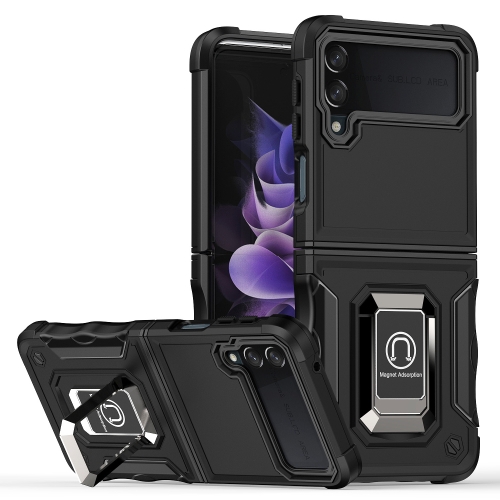  Samsung Galaxy Z Flip 4 Skal Shockproof Armor Ring Svart