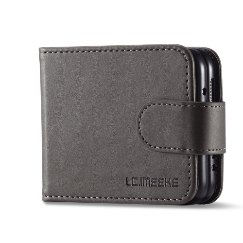 LC.IMEEKE LC.IMEEKE Galaxy Z Flip 4 Fodral Läder Grå