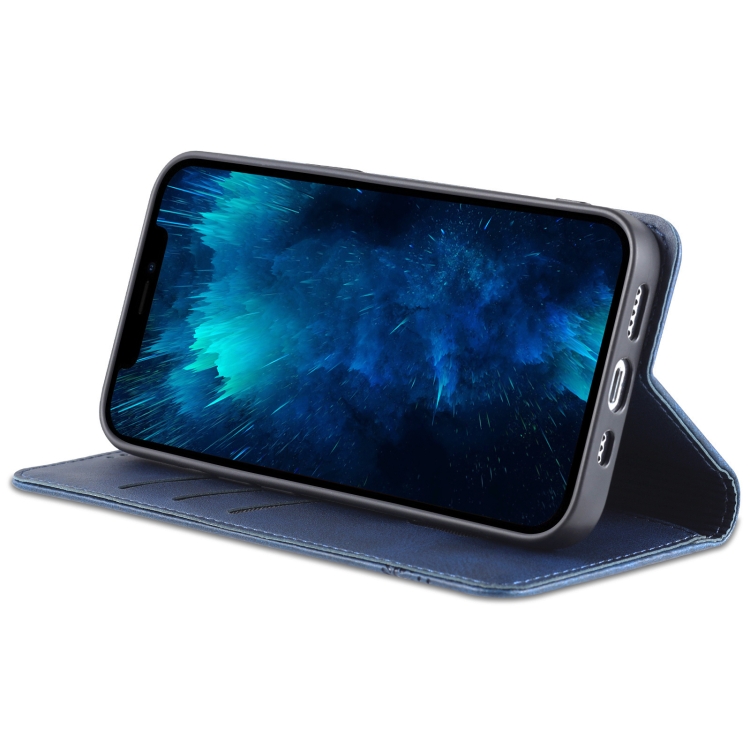AZNS AZNS iPhone 14 Fodral Flip Läder Blå