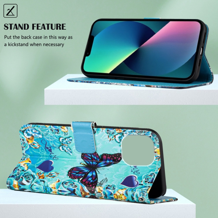  iPhone 14 Fodral Med Tryck Love Butterfly