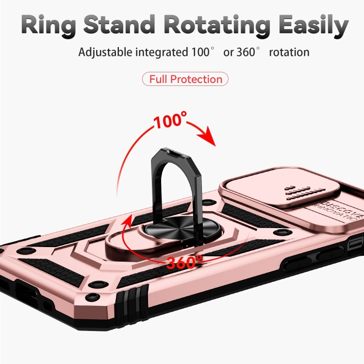  iPhone 14 Skal Ring Armor Med CamShield Roséguld