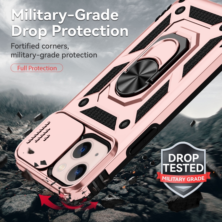  iPhone 14 Skal Ring Armor Med CamShield Roséguld