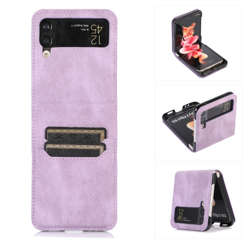  Samsung Galaxy Z Flip 4 Skal Läder Kortfack Lila