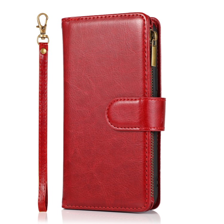  iPhone 14 Fodral 9-kort Multifunktionell Läder Röd