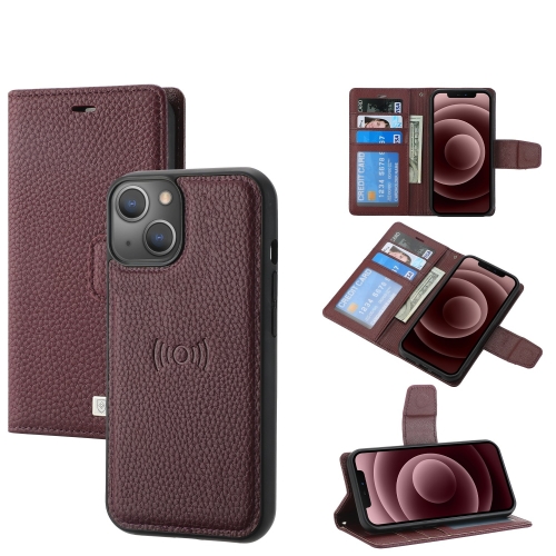  iPhone 14 2in1 Litchi Magnet Fodral / Skal Lila
