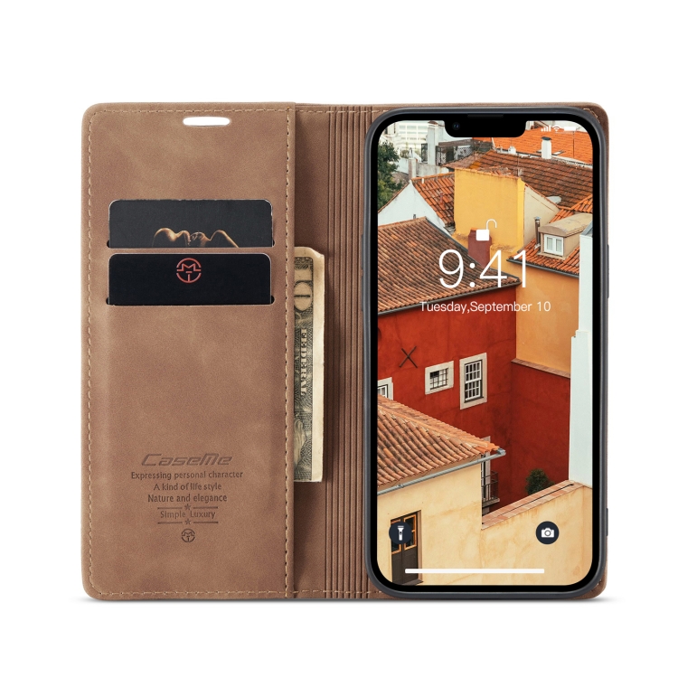 CASEME CASEME iPhone 14 Fodral Retro Flip Brun