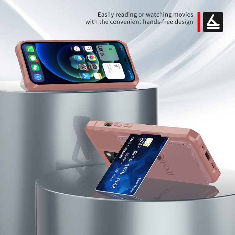  iPhone 14 Skal Med Magnetiskt Plånbok Roséguld