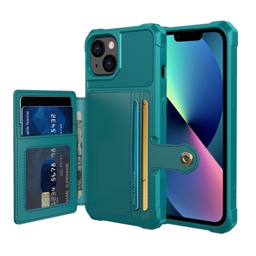  iPhone 14 Skal Med Magnetiskt Plånbok Cyan