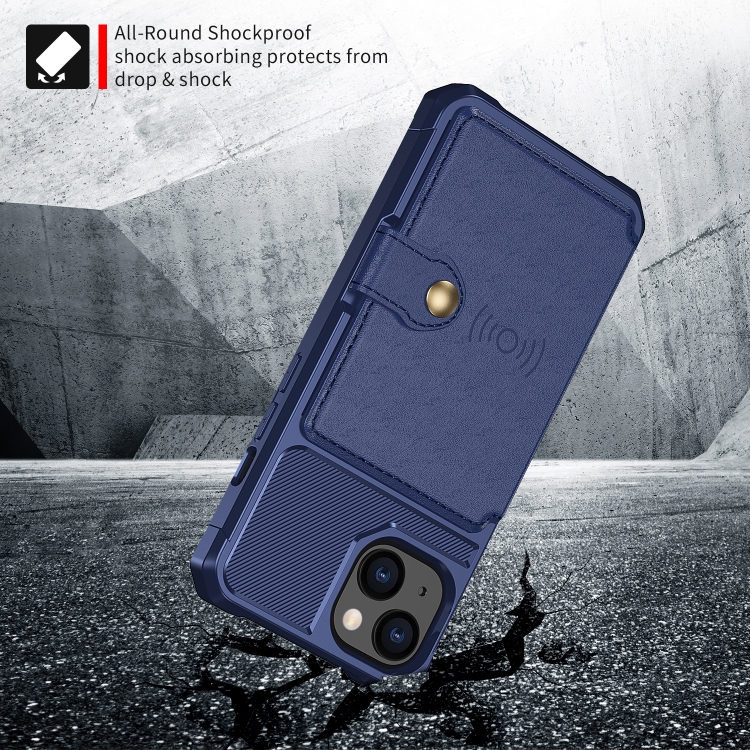  iPhone 14 Skal Med Magnetiskt Plånbok Navy Blue