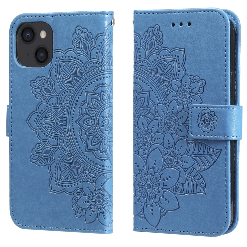  iPhone 14 Fodral Mandala Blomma Blå