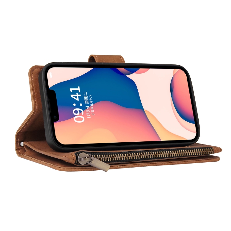  iPhone 14 Fodral Multifunktionell Flerfack Brun