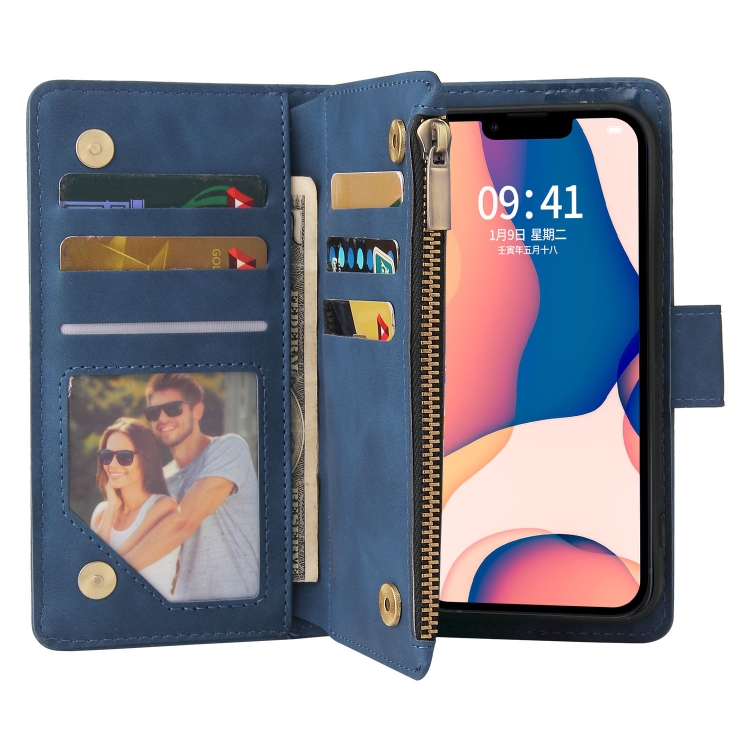  iPhone 14 Fodral Multifunktionell Flerfack Blå