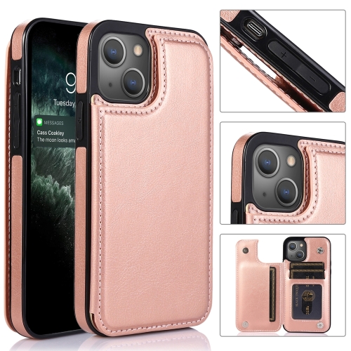  iPhone 14 Läder Skal Med Kortfack Roséguld