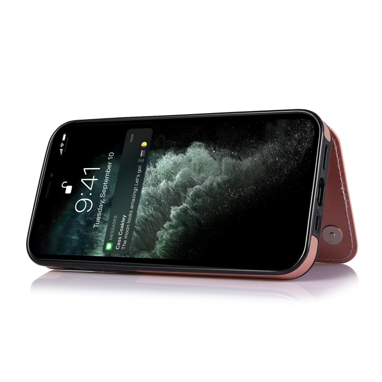  iPhone 14 Läder Skal Med Kortfack Roséguld