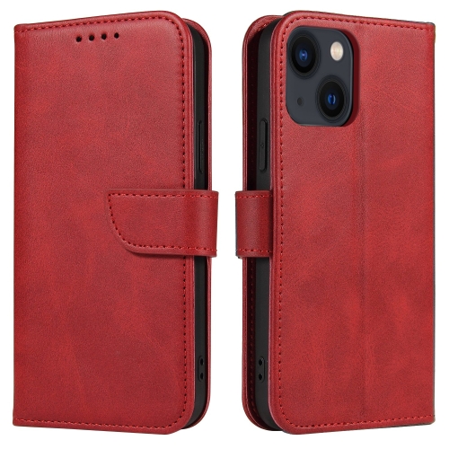  iPhone 14 Fodral Solid Läder Röd