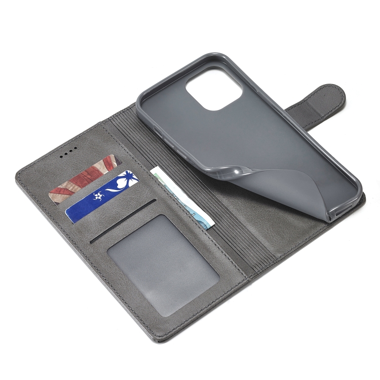 LC.IMEEKE LC.IMEEKE iPhone 14 Fodral Läder Grå