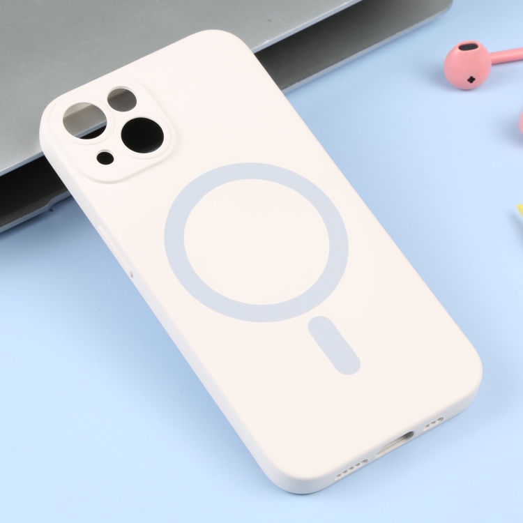  iPhone 14 Skal MagSafe Liquid Silikon Vit