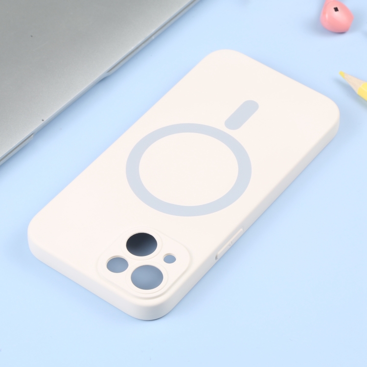  iPhone 14 Skal MagSafe Liquid Silikon Vit
