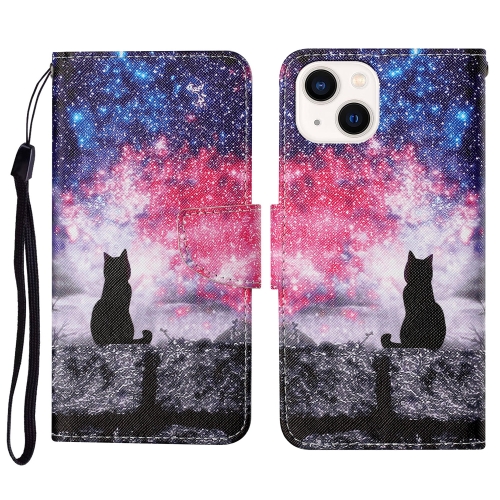  iPhone 14 Fodral Med Tryck Galaxy Katt