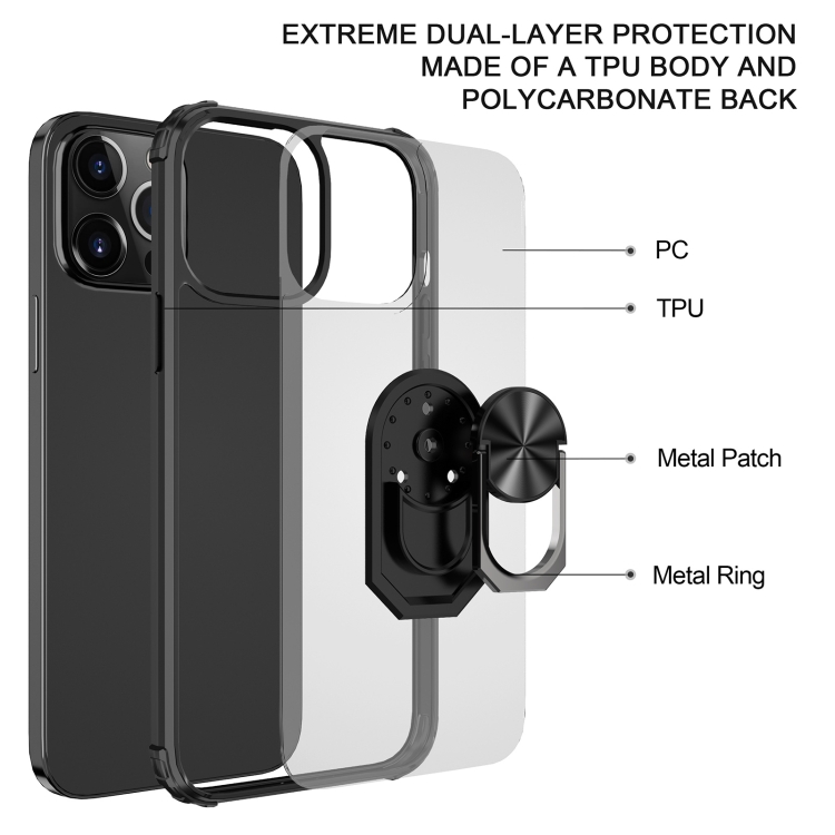  iPhone 14 Plus Skal Shockproof Ring Hybrid Svart