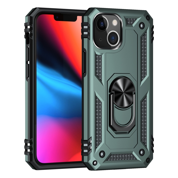  iPhone 14 Plus Skal Shockproof Ring Grön