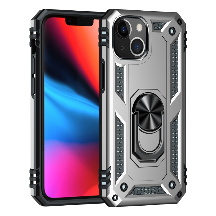  iPhone 14 Plus Skal Shockproof Ring Silver