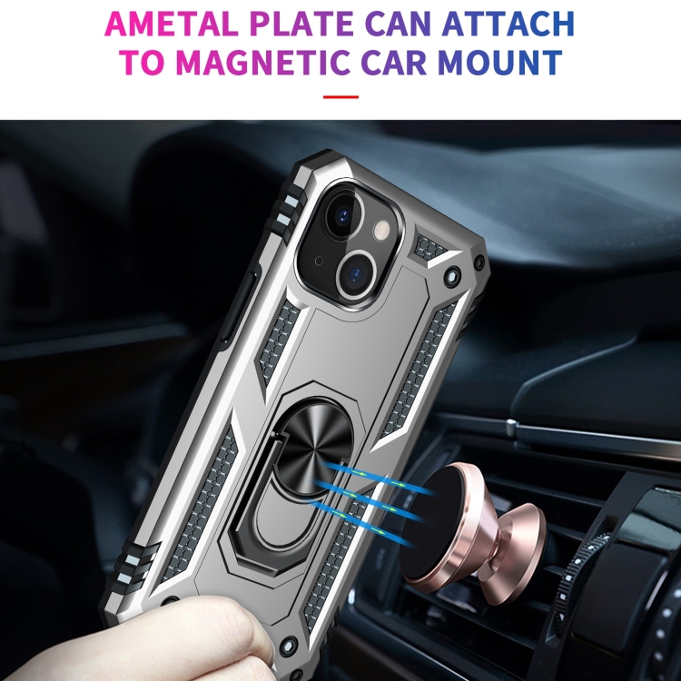  iPhone 14 Plus Skal Shockproof Ring Silver