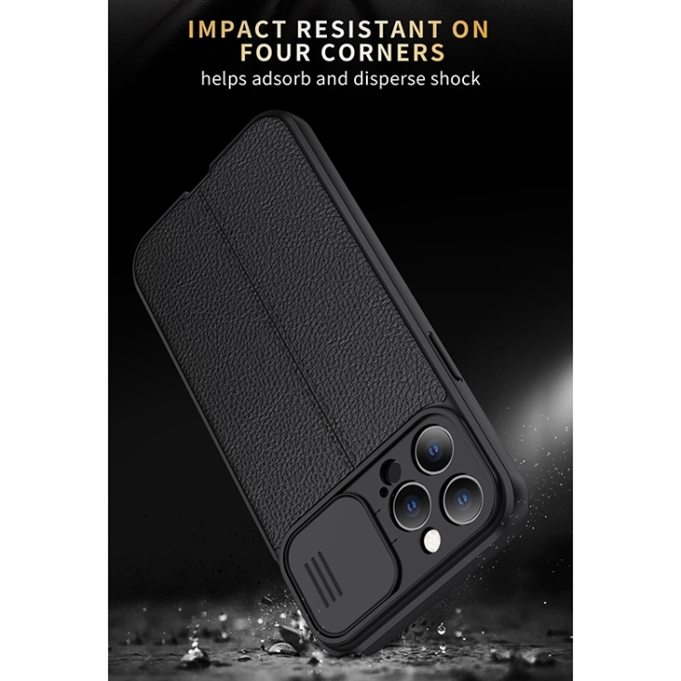  iPhone 14 Plus Skal CamShield Litchi Textur Svart