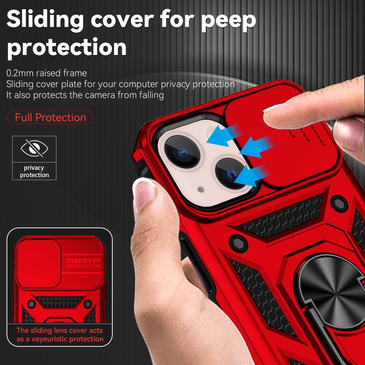  iPhone 14 Plus Skal CamShield Hybrid Ring Röd