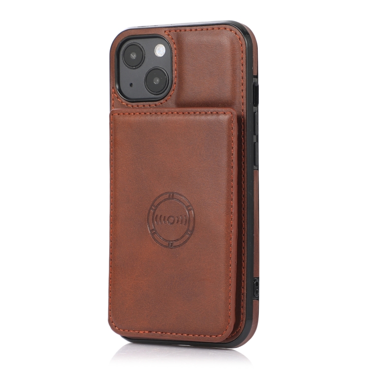  iPhone 14 Plus Skal Med Kortfack Och Magnet Brun