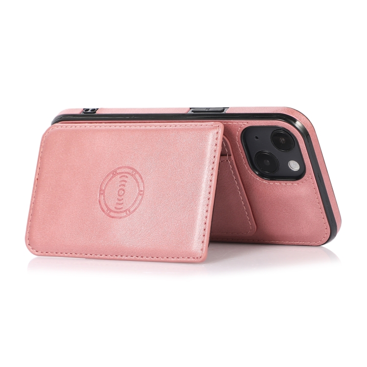  iPhone 14 Plus Skal Med Kortfack Och Magnet Roséguld