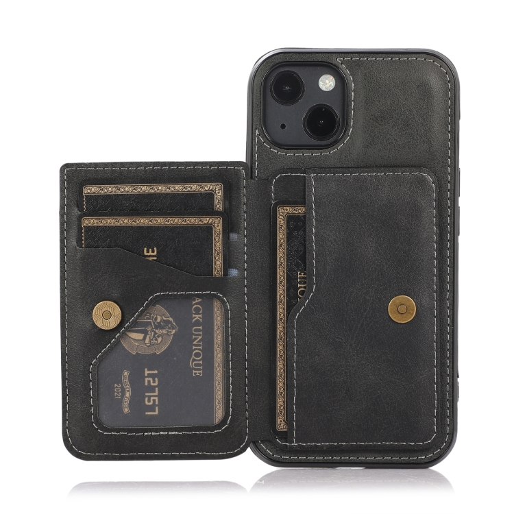  iPhone 14 Plus Skal Med Kortfack Och Magnet Svart