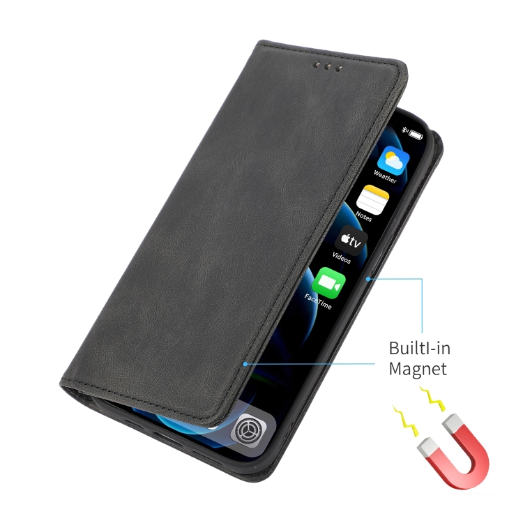  iPhone 14 Plus Fodral Flip Läder Svart